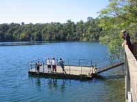 A pontoon for swimmers on Lake Eacham north Queensland